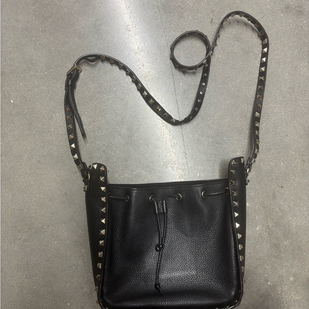 Valentino Garavani Black Studded Leather Shoulder Bag